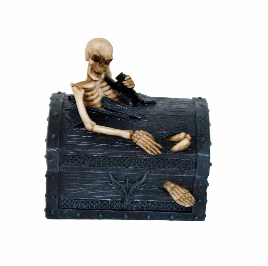 Kista med skelett, keramiskt, 11 cm