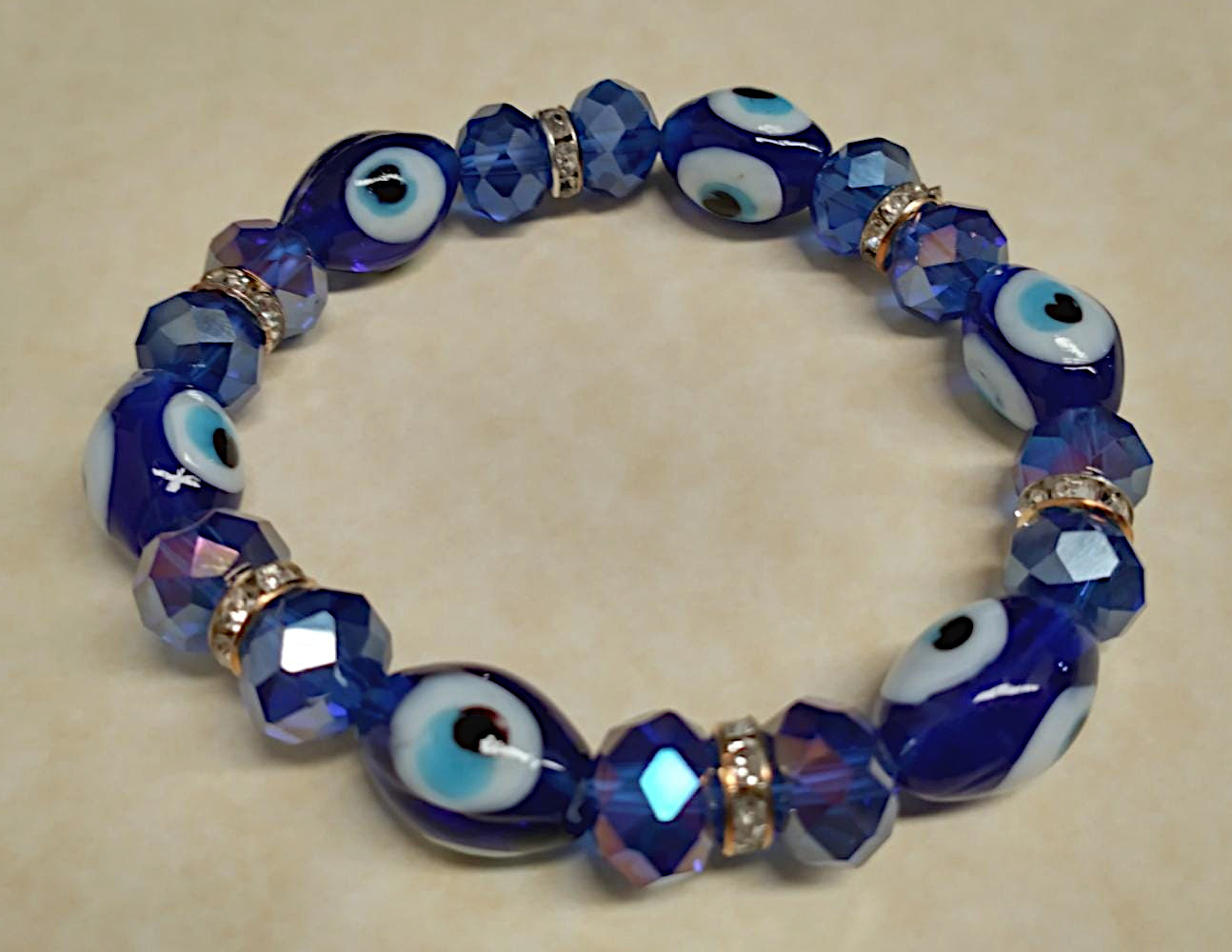 Armband turkiska onda ögat på blå kristall